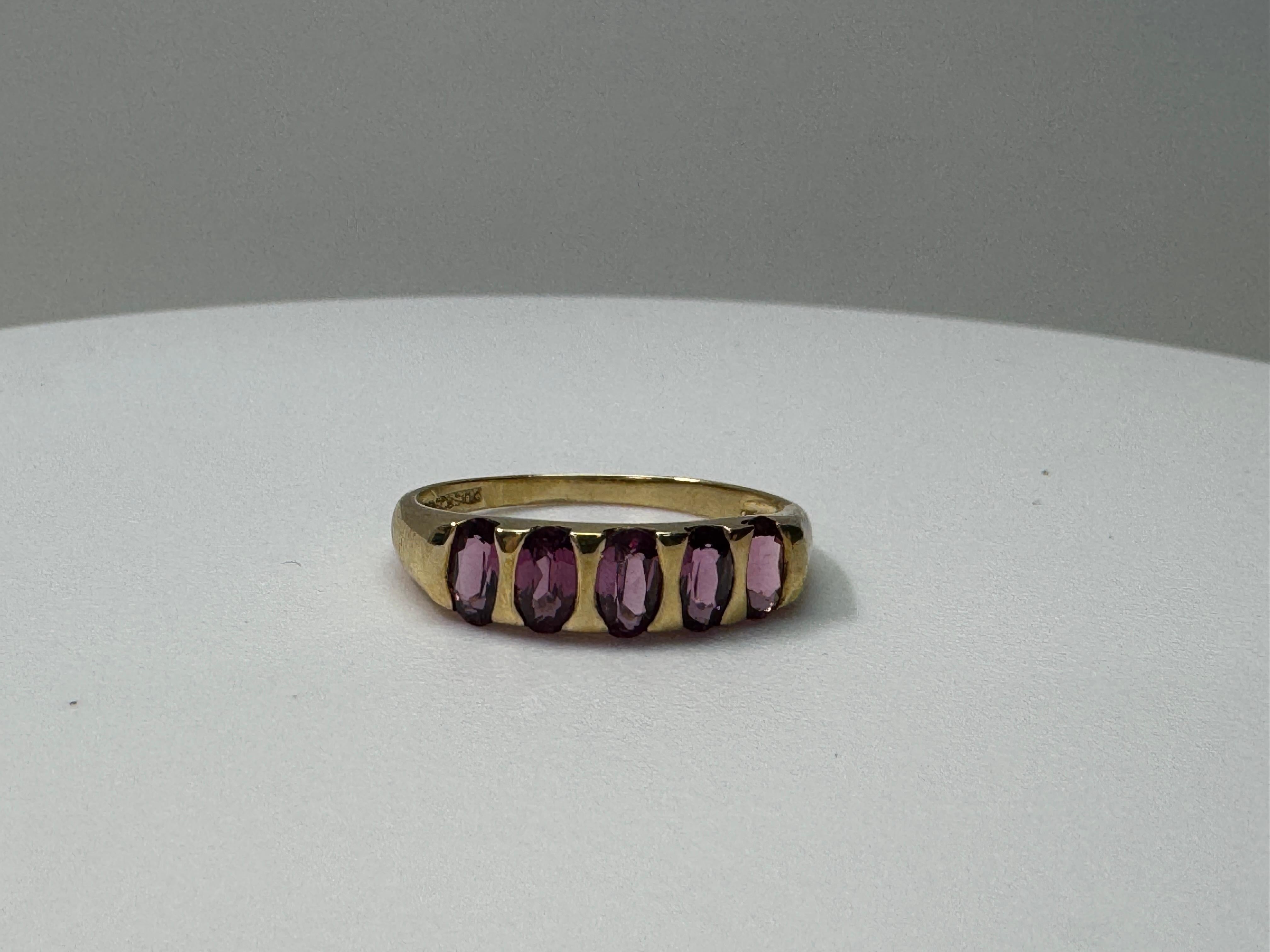 Yellow Gold Rhodolite Garnet Ring For Sale 1
