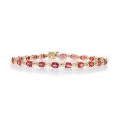 Bracciale tennis in oro giallo con granato rodolite 7 1/2" - 14k ovale 9.02ctw