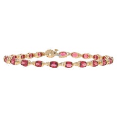 Yellow Gold Rhodolite Garnet Tennis Bracelet 7 1/2" - 14k Oval 9.02ctw