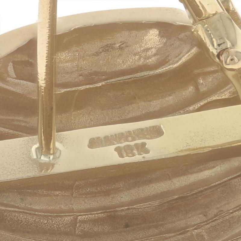Gelbgold gerippt Dome große Ohrstecker - 18k Kreise durchbohrt 1