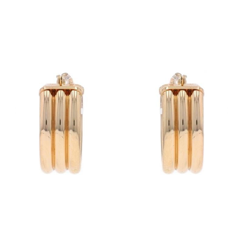 Gelbgold gerippte Huggie-Creolen-Ohrringe - 14k rund durchbrochen im Zustand „Hervorragend“ in Greensboro, NC