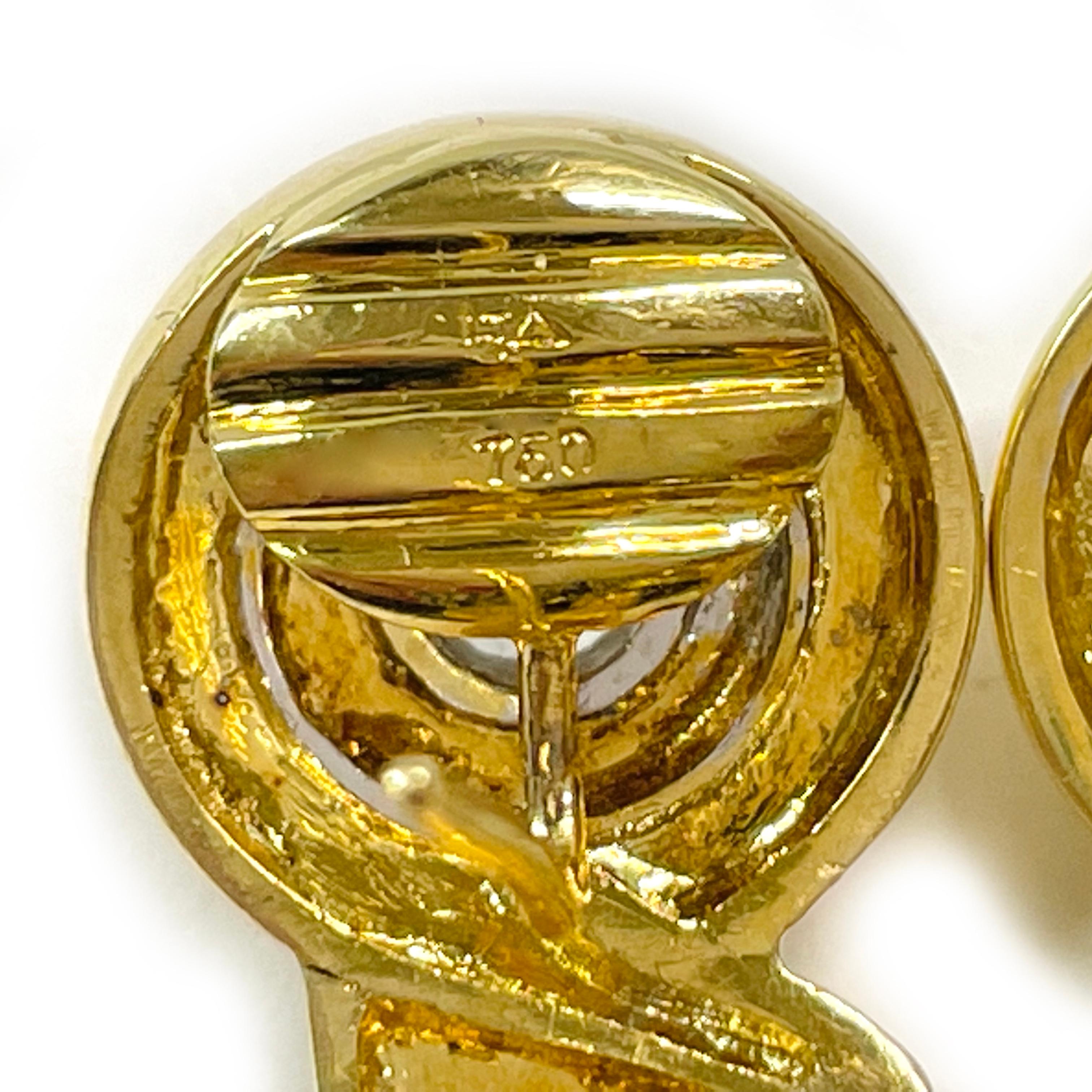 Ohrringe aus Gelbgold mit geriffelten Diamanten im Zustand „Gut“ im Angebot in Palm Desert, CA