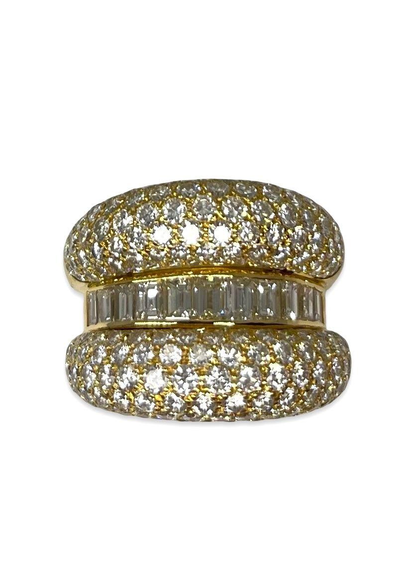 Gelbgoldring mit 5 Karat Diamanten Damen im Angebot