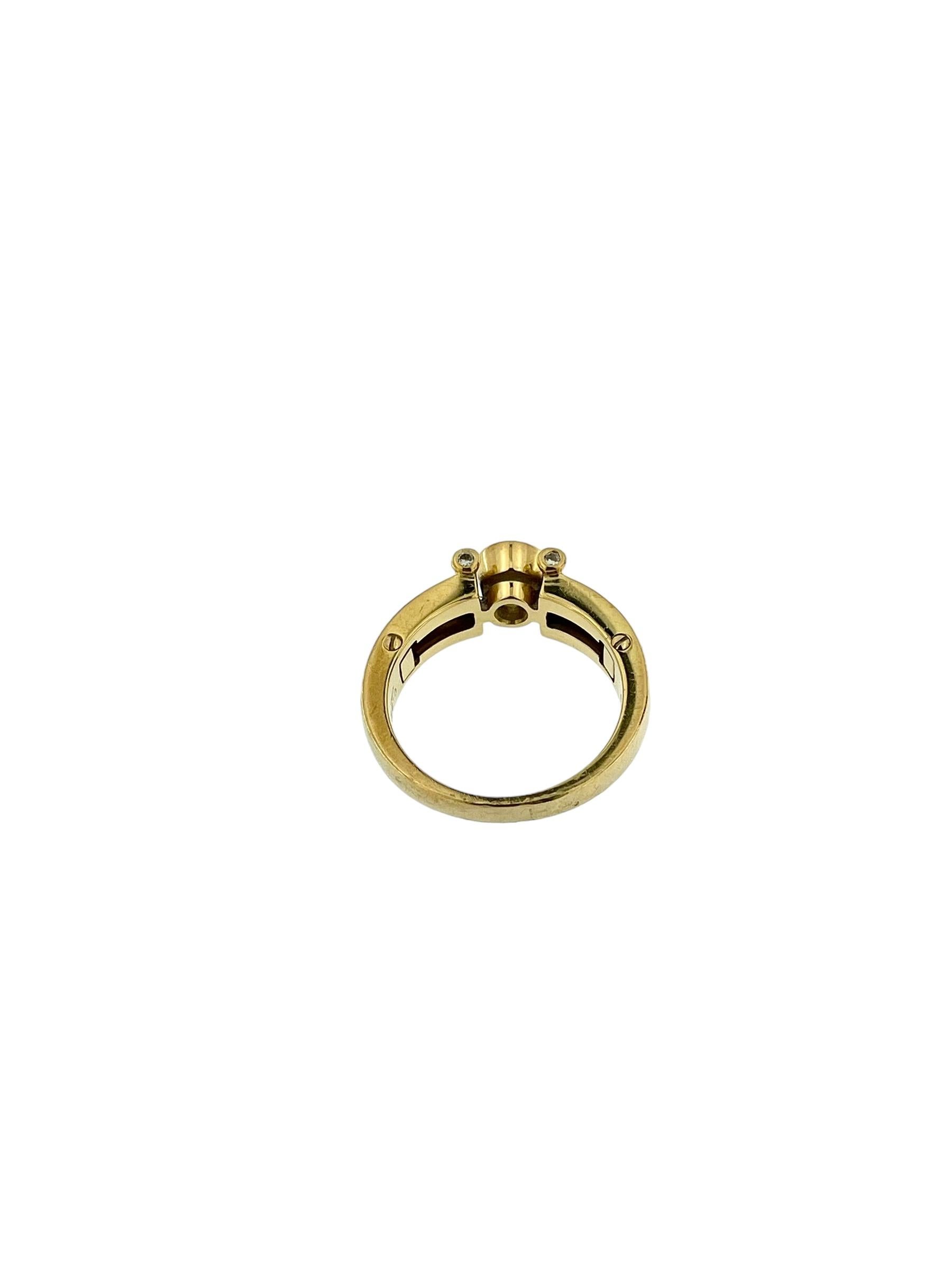 Gelbgoldring aus Gelbgold mit Diamanten und grüner Emaille von Korloff (Brillantschliff) im Angebot