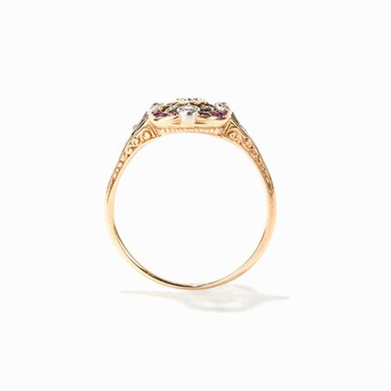 Yellow Gold Ring With Diamonds And Rubies 18 Carat Circa 1900 For Sale At 1stdibs