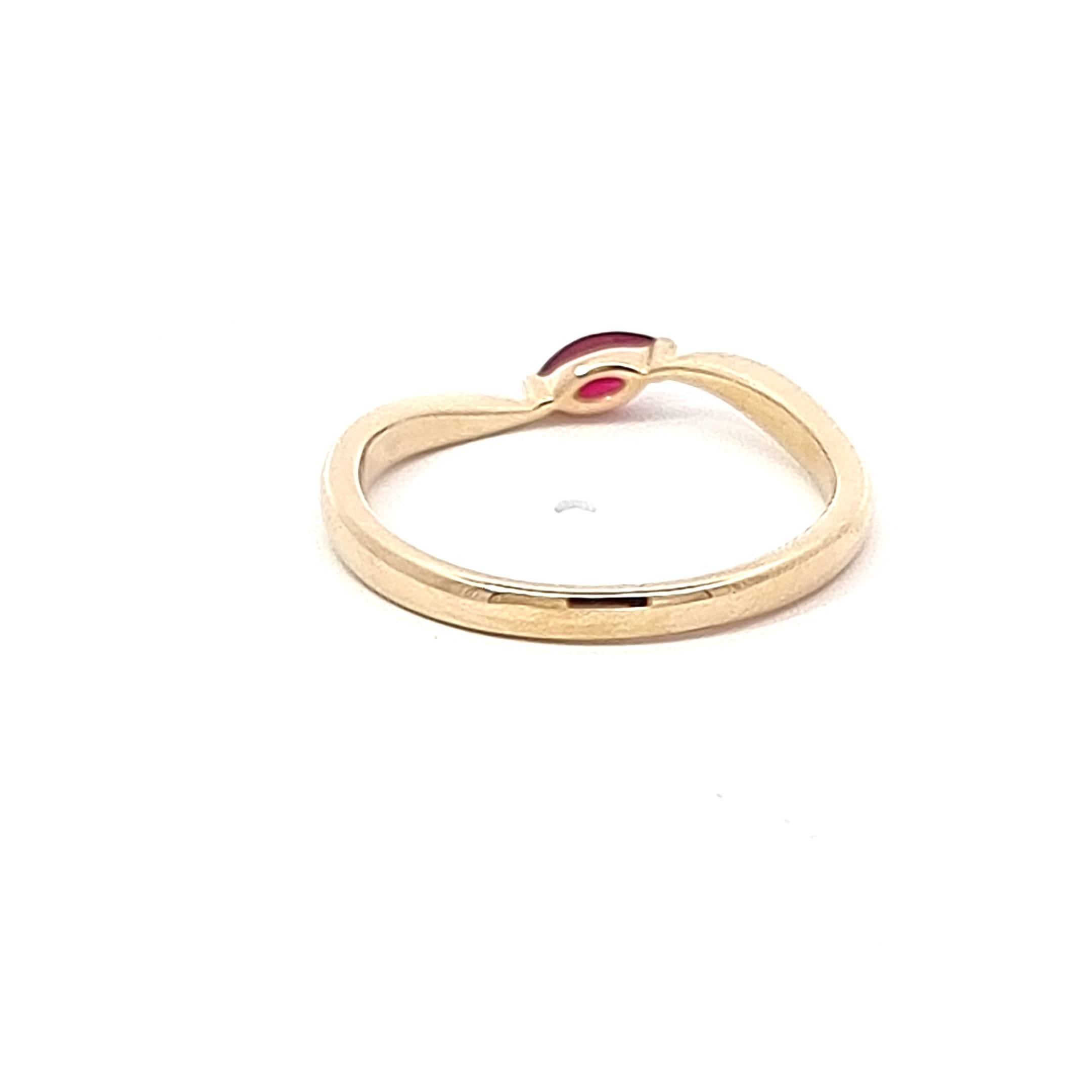 Marquise Cut Yellow Gold Ring with Marquise Ruby For Sale
