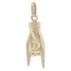 Yellow Gold Rock 'n' Roll Hand Pendant - 14k Rock On Sign Language