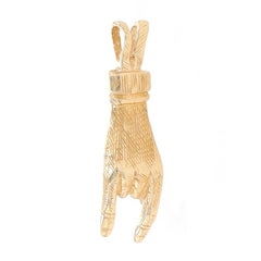 Yellow Gold Rock 'n' Roll Pendant - 14k Rock On Sign Language Hand