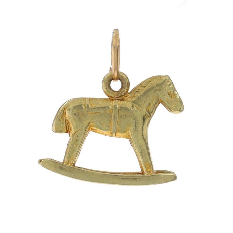 Metal Content: 14k Yellow Gold

Theme: Rocking Horse, Classic Childhood Toy

Measurements
Tall (from stationary bail): 15/32