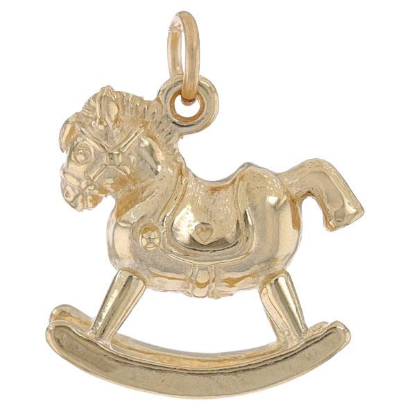 Yellow Gold Rocking Horse Charm - 14k Classic Child's Toy Mother's Keepsake For Sale
