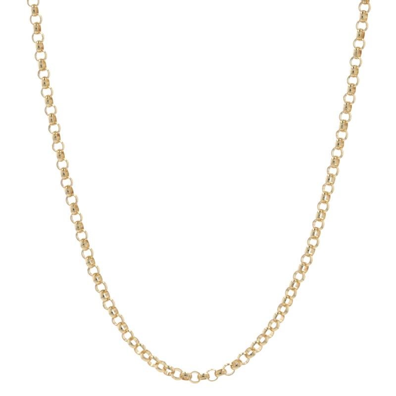 Yellow Gold Rolo Chain Necklace, 14k Italy In New Condition In Greensboro, NC