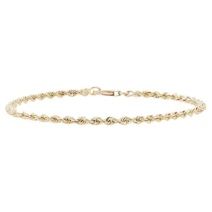 Yellow Gold Rope Chain Bracelet 6 1/2" - 14k For Sale