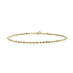 Yellow Gold Rope Chain Bracelet 7" 14k