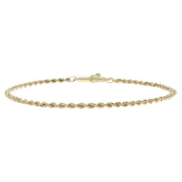 Yellow Gold Diamond Cut Rope Three Strand Chain Bracelet 7 3/4