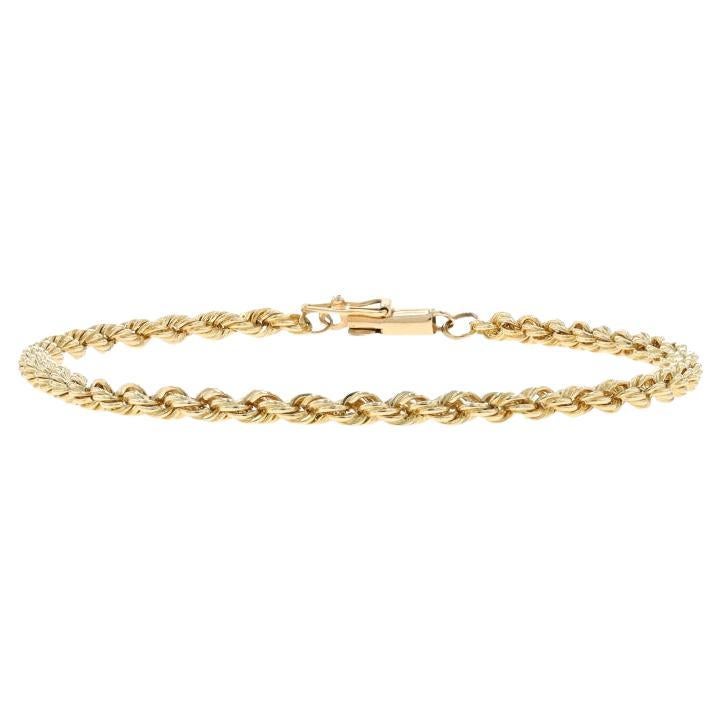 Yellow Gold Rope Chain Bracelet 7 3/4" - 14k For Sale