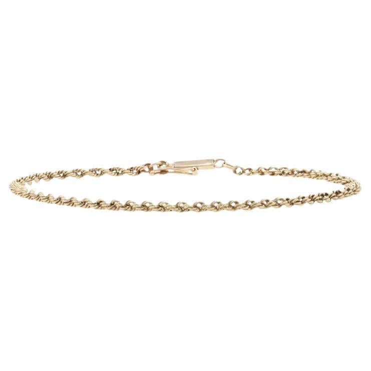 Yellow Gold Rope Chain Bracelet 8 1/2" - 14k For Sale