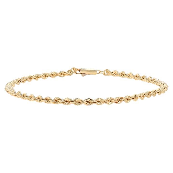 Yellow Gold Rope Chain Bracelet 8 1/4" - 14k For Sale