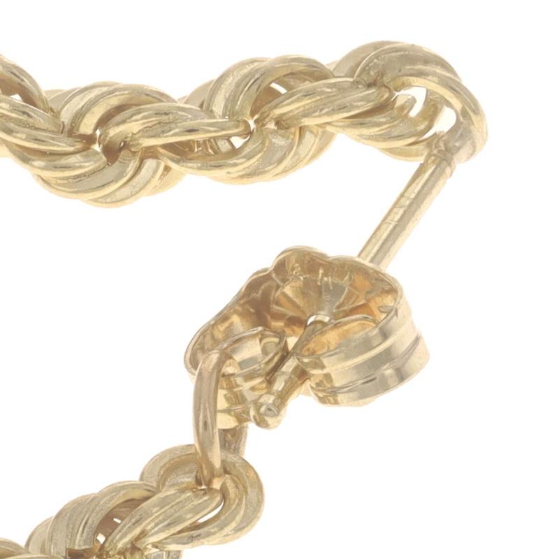 Women's Yellow Gold Rope Chain Front-Back Dangle Earrings 14k Hoop-Inspired Pierced For Sale