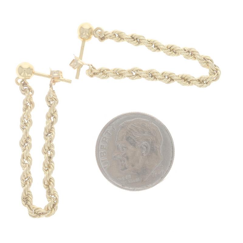Yellow Gold Rope Chain Front-Back Earrings - 14k Hoop-Inspired Pierced In Excellent Condition In Greensboro, NC