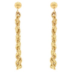 Yellow Gold Rope Chain Front-Back Earrings - 14k Hoop-Inspired Pierced