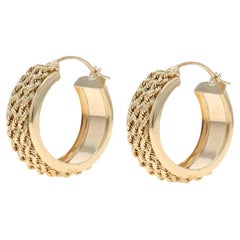 Orecchini a cerchio a catena in oro giallo 14k con foro