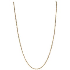Yellow Gold Rope Chain Necklace, 14 Karat Lobster Claw Clasp