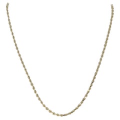 Yellow Gold Rope Chain Necklace, 14 Karat Tube Box Clasp