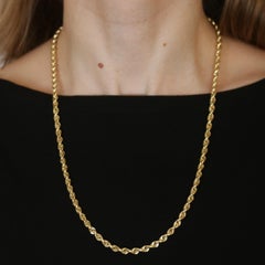 Yellow Gold Rope Chain Necklace, 14k Lobster Claw Clasp