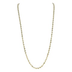 Yellow Gold Rope Chain Necklace, 14k Lobster Claw Clasp