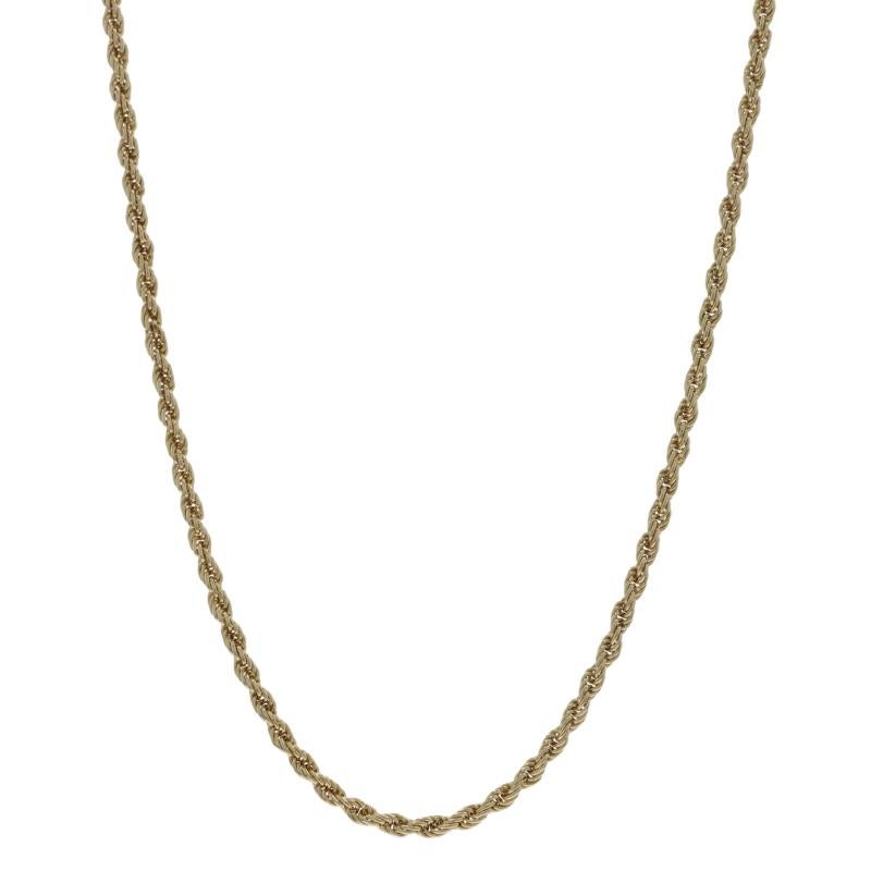 Contenu du métal : Or jaune 14k

Style de chaîne : Corde
Style du collier : Chaîne
Type de fermeture : Fermoir à griffe de homard

Mesures

Longueur : 16 1/4