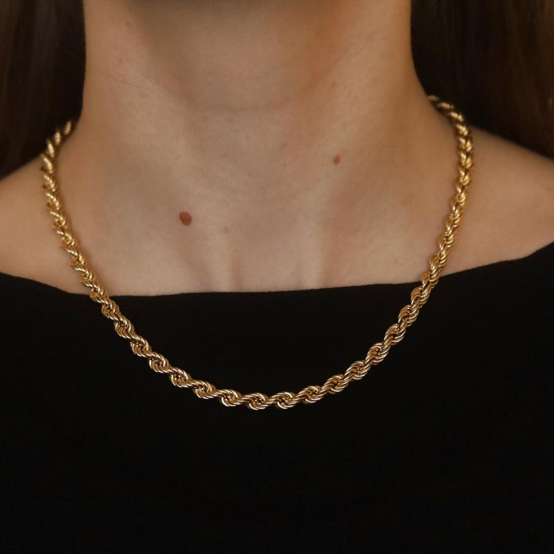Yellow Gold Rope Chain Necklace 18