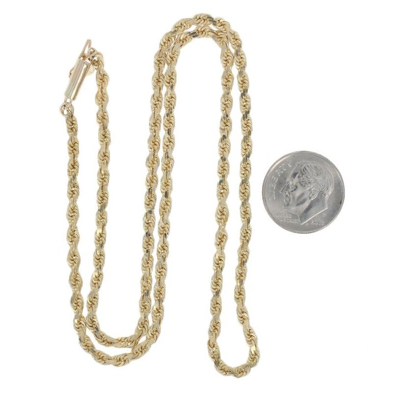 Yellow Gold Rope Chain Necklace, 14 Karat Tube Box Clasp at 1stDibs