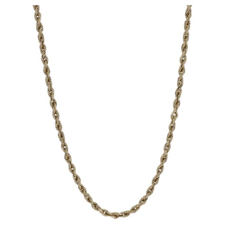 Yellow Gold Rope Chain Necklace 20 1/4" - 10k For Sale