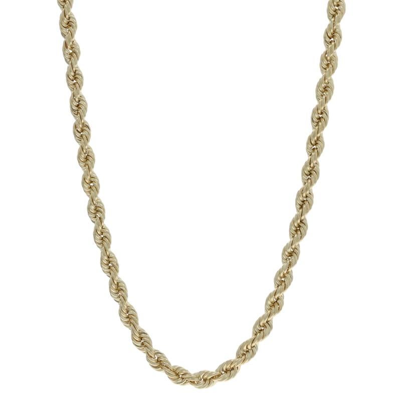 Contenu du métal : Or jaune 10k

Style de chaîne : Corde
Style du collier : Chaîne
Type de fermeture : Fermoir à griffe de homard

Mesures

Longueur : 24 1/4