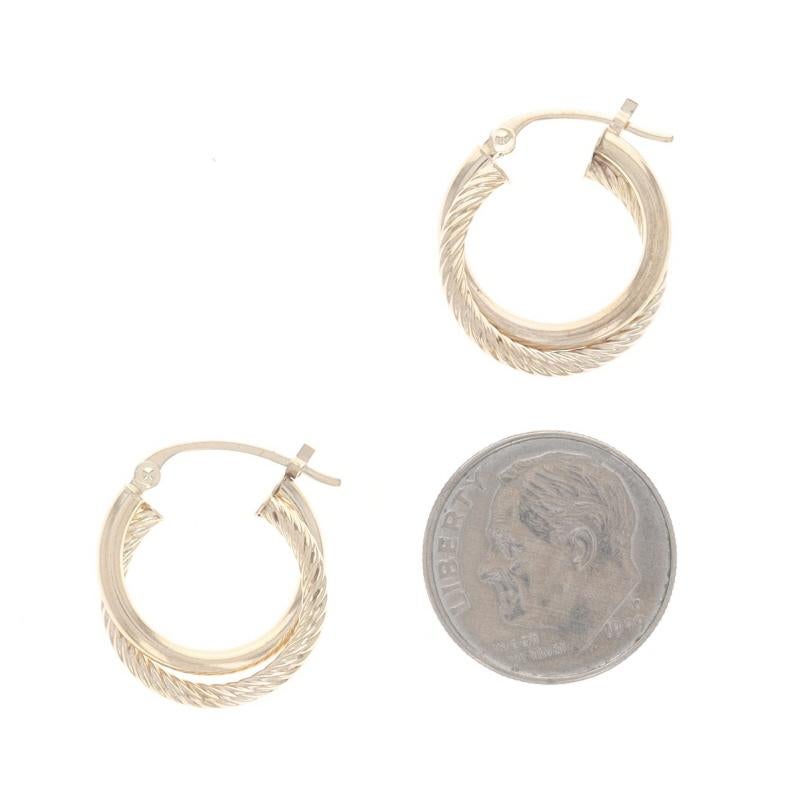 Women's Yellow Gold Rope Crossover Double Hoop Earrings - 10k Nautical Pierced