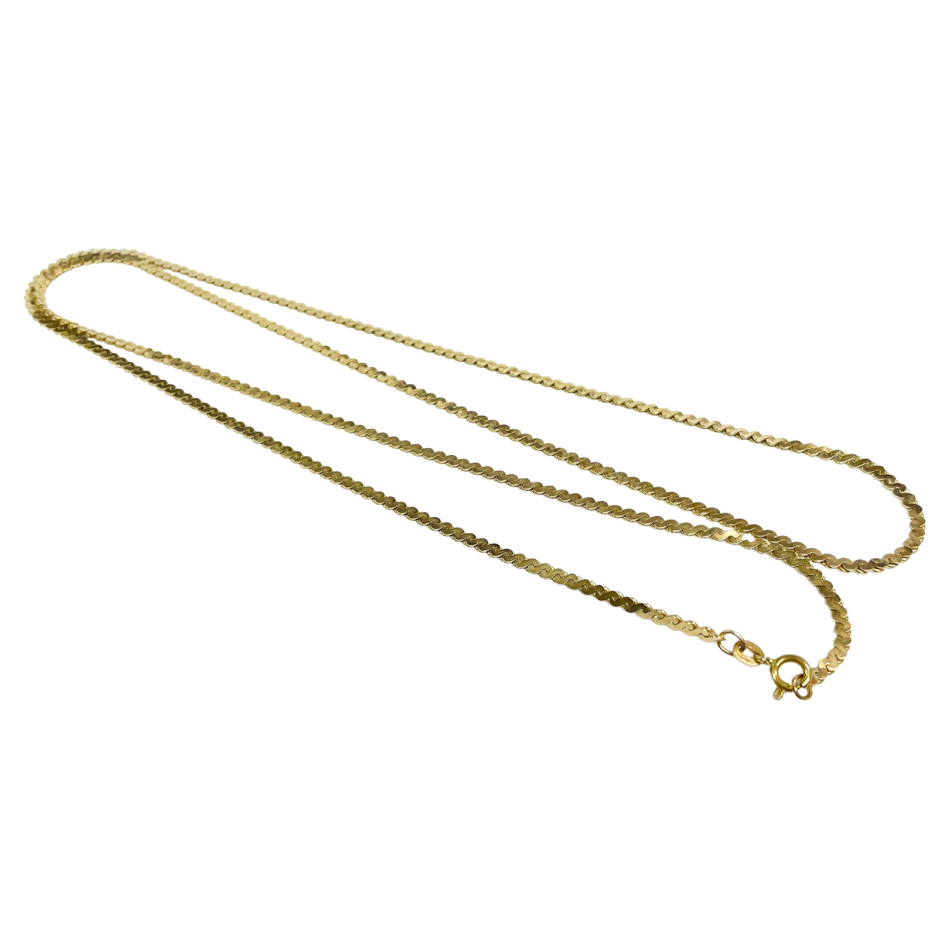Yellow Gold Rope Length Serpentine Necklace For Sale