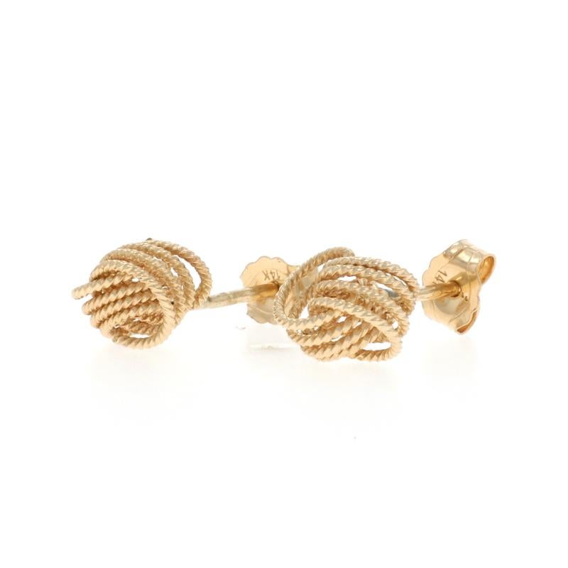 Boucles d'oreilles or jaune corde nœud d'amour 14k percées Excellent état - En vente à Greensboro, NC