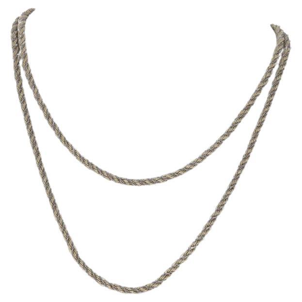 Yellow Gold Rope & Prince of Wales Fancy Twist Chain Necklace 30" - 14k For Sale
