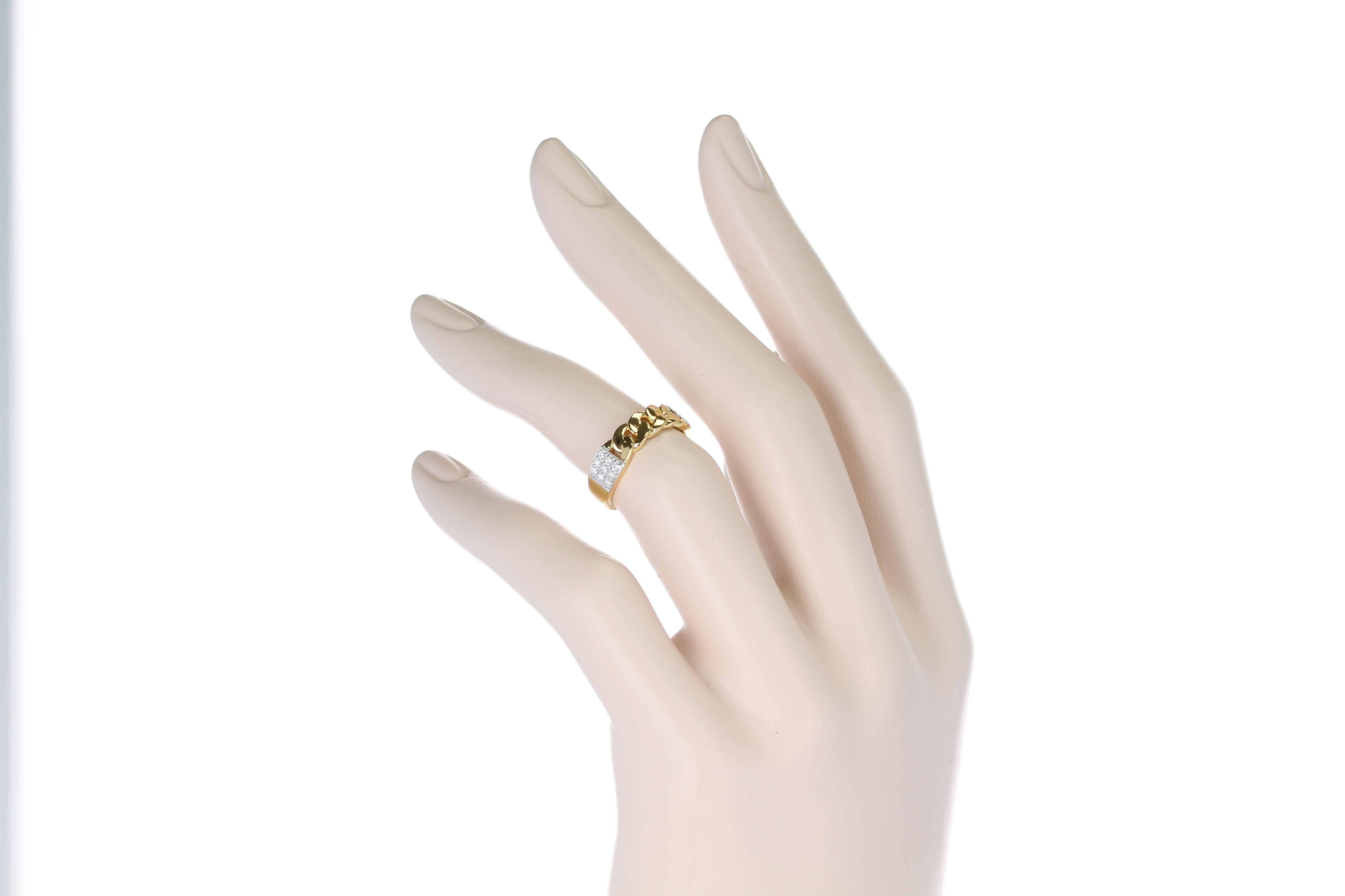 Yellow Gold Rope-Style Ring with Diamonds, 14 Karat 4