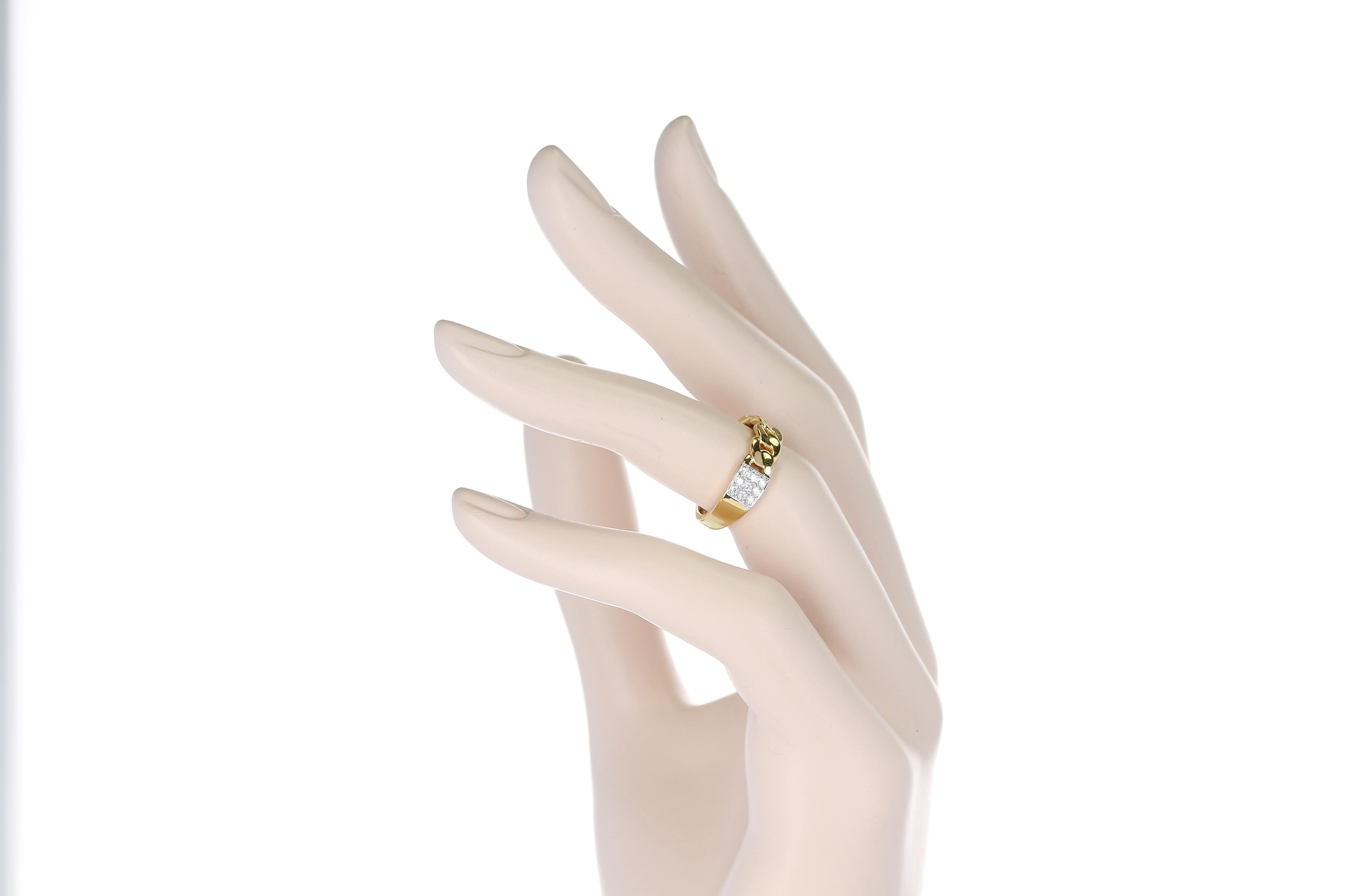 Yellow Gold Rope-Style Ring with Diamonds, 14 Karat 3