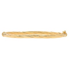 Yellow Gold Rope Twist Bangle Bracelet 6 3/4" - 18k Oval