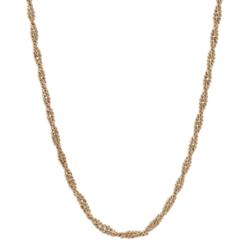 Metal Content: 14k Yellow Gold

Chain Style: Fancy
Necklace Style: Chain 
Fastening Type: Lobster Claw Clasp
Theme: Rope Twist

Measurements
Length: 18 1/4