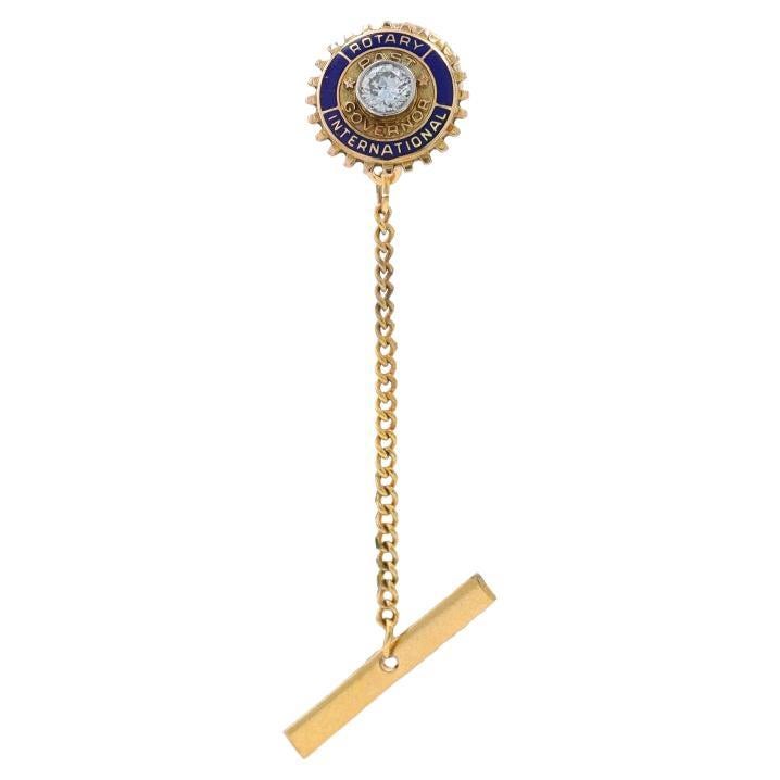 Yellow Gold Rotary International Vintage Tie Tack - 10k Diamond Club Member For Sale