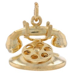 Yellow Gold Rotary Phone Charm - 14k Love Moves Love Message