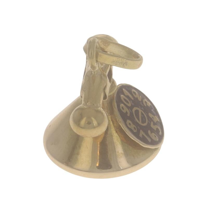 Breloque téléphone rotatif en or jaune 14k Communication en vente 1
