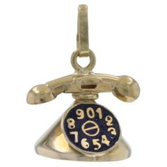 Breloque téléphone rotatif en or jaune 14k Communication