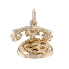 Gelbgold Rotary Telephone Charme - 14k Love Messages Fingerrad Bewegungen aus Gelbgold