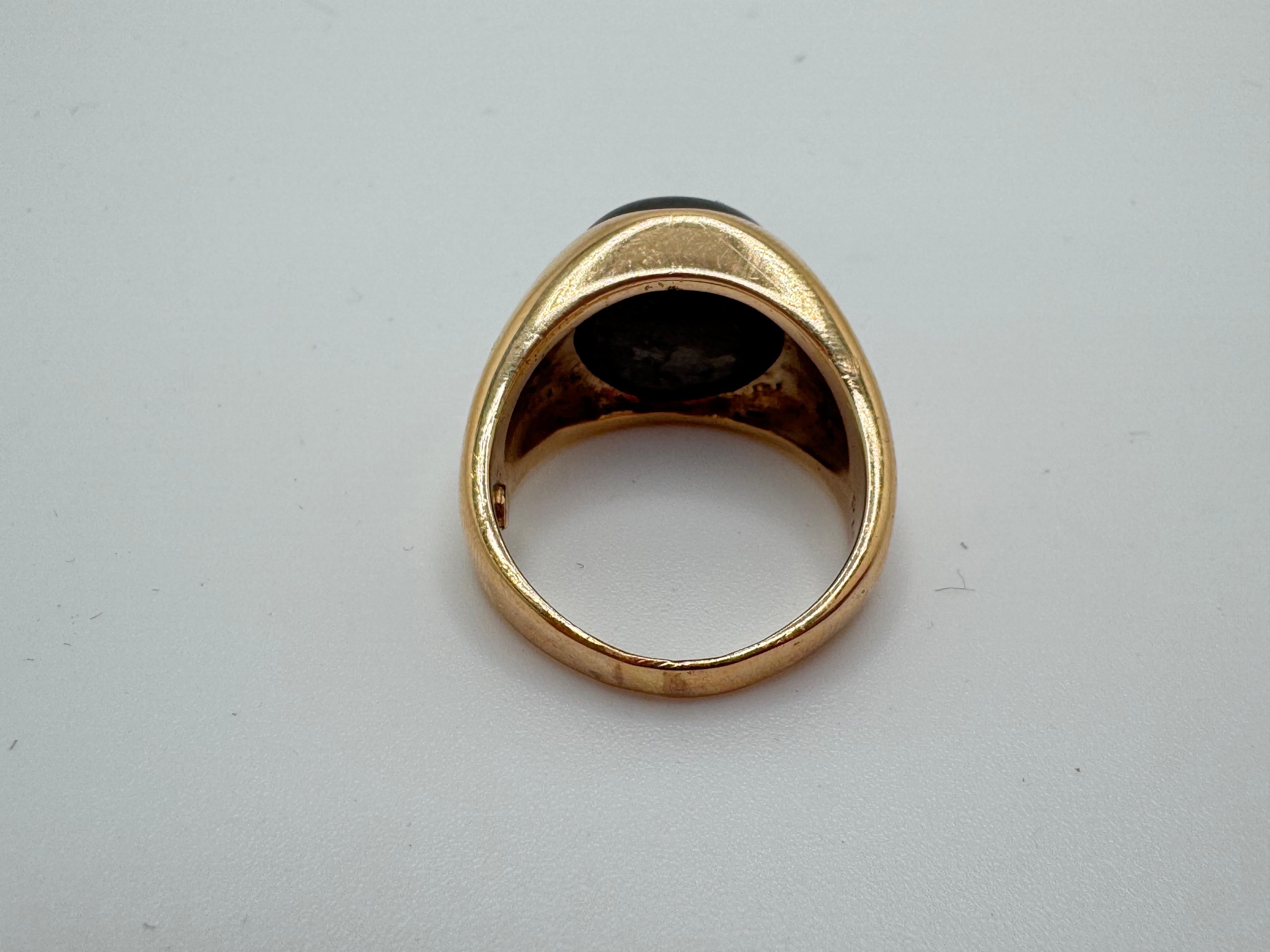 Anillo de Oro Amarillo Zafiro Estrella Negro Redondo en venta 2