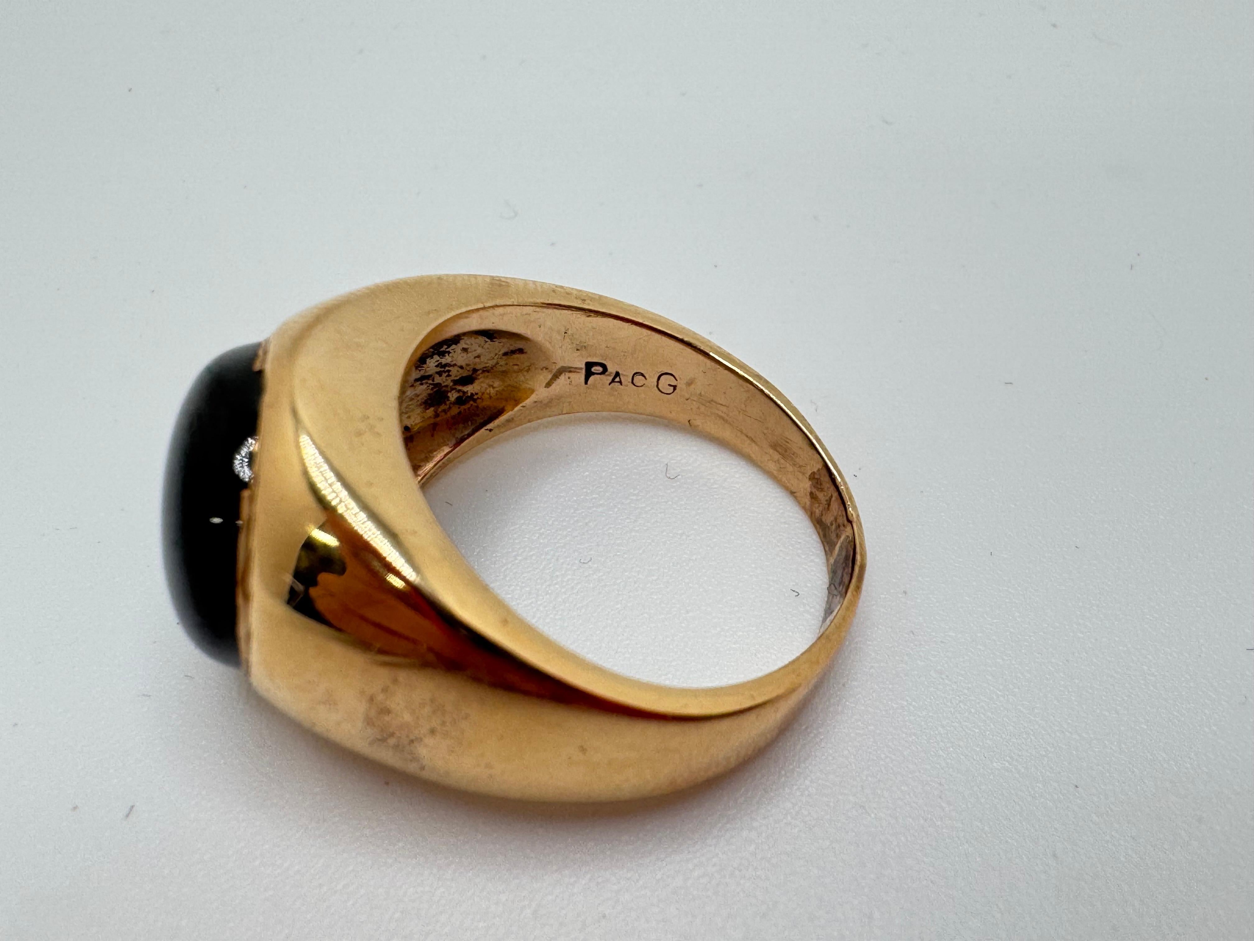 Anillo de Oro Amarillo Zafiro Estrella Negro Redondo en venta 3