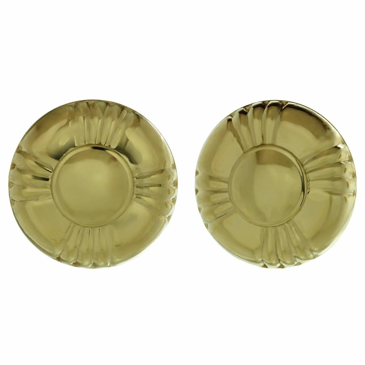 Yellow Gold Round Button Earrings For Sale